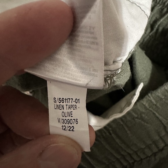Old Navy High Rise Straight Taper XL Linen Blend Pants Olive Comfy Elastic Waist - Picture 5 of 9